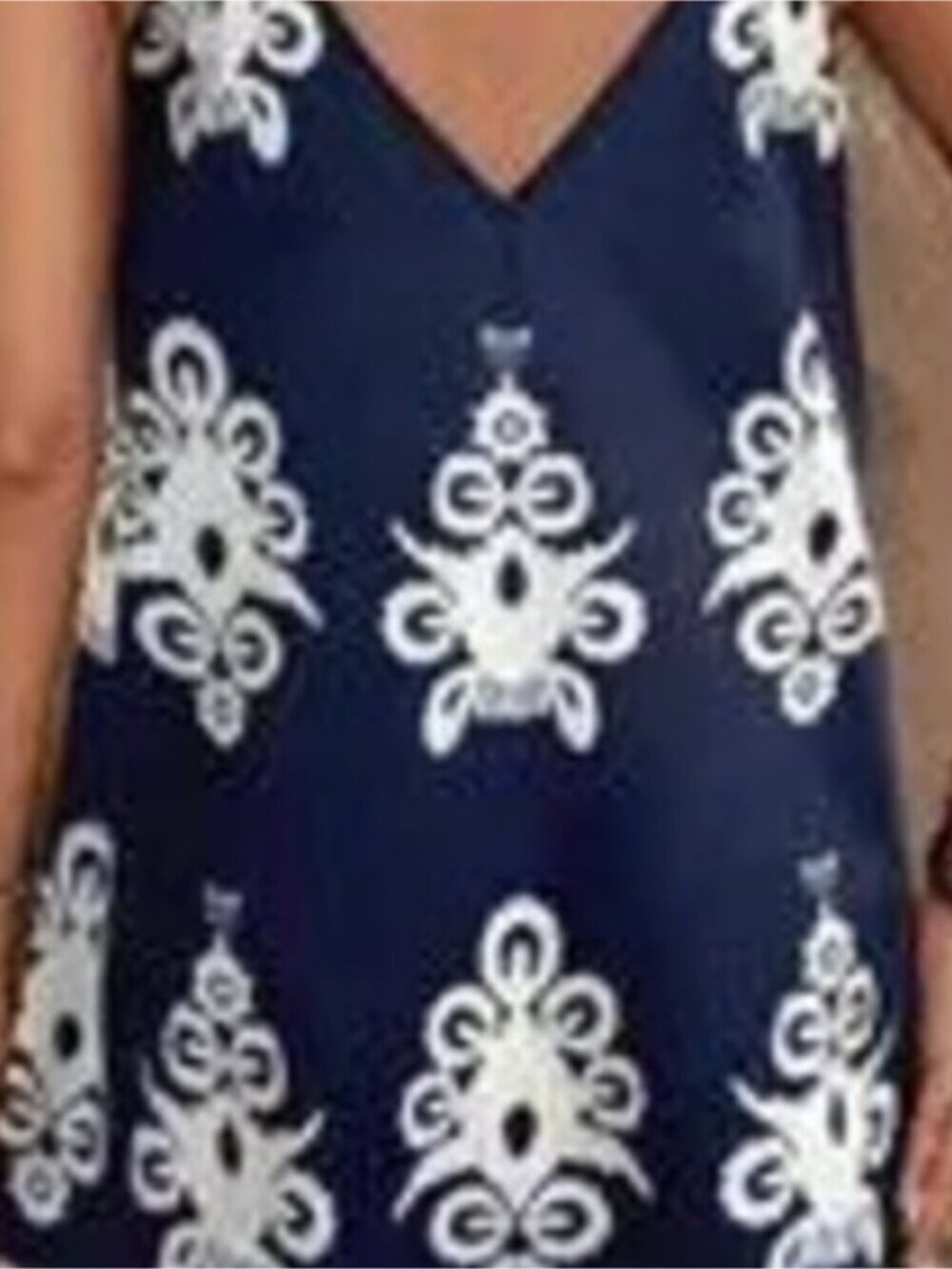 Printed V-Neck Sleeveless Mini Dress